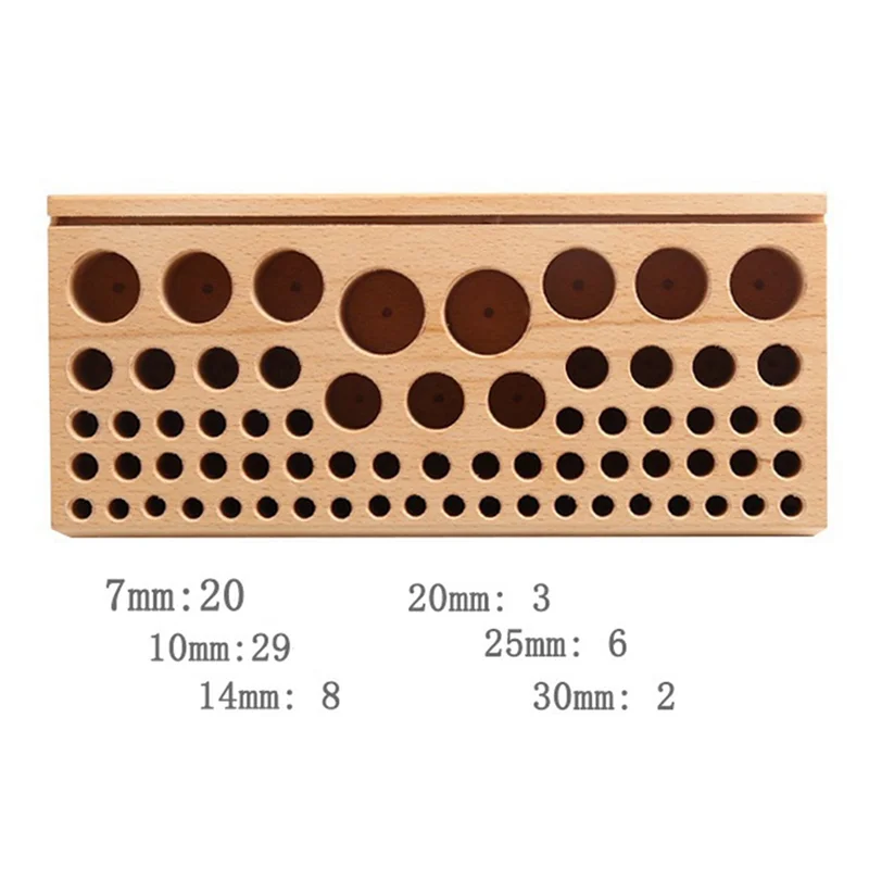 ABBY-Tool Rack 68 fori manuale fai da te in legno di faggio tavolo portautensili rack di stoccaggio portautensili per stampa cassetta degli attrezzi durevole