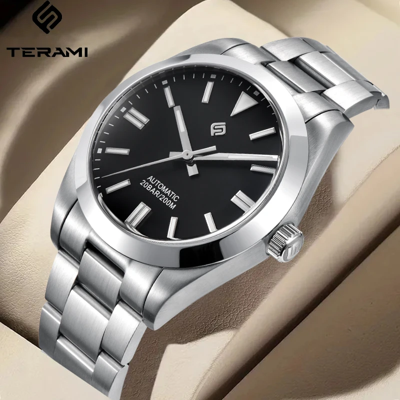 TERAMI Fashion Luxury Automatic Man Watch Casual Business Simple Stainless Band Waterproof Luminous Mechanical Mens Wristwatches