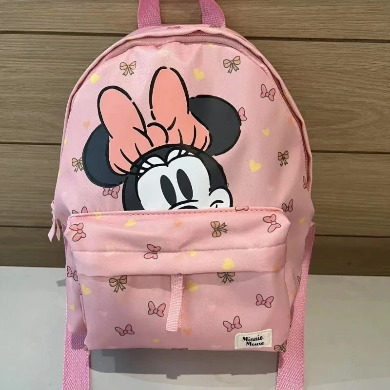 

Новый розовый рюкзак Disney с Микки Маусом для девочек, 2026 года, милый школьный ранец с принтом банта, легкая детская сумка для детского сада