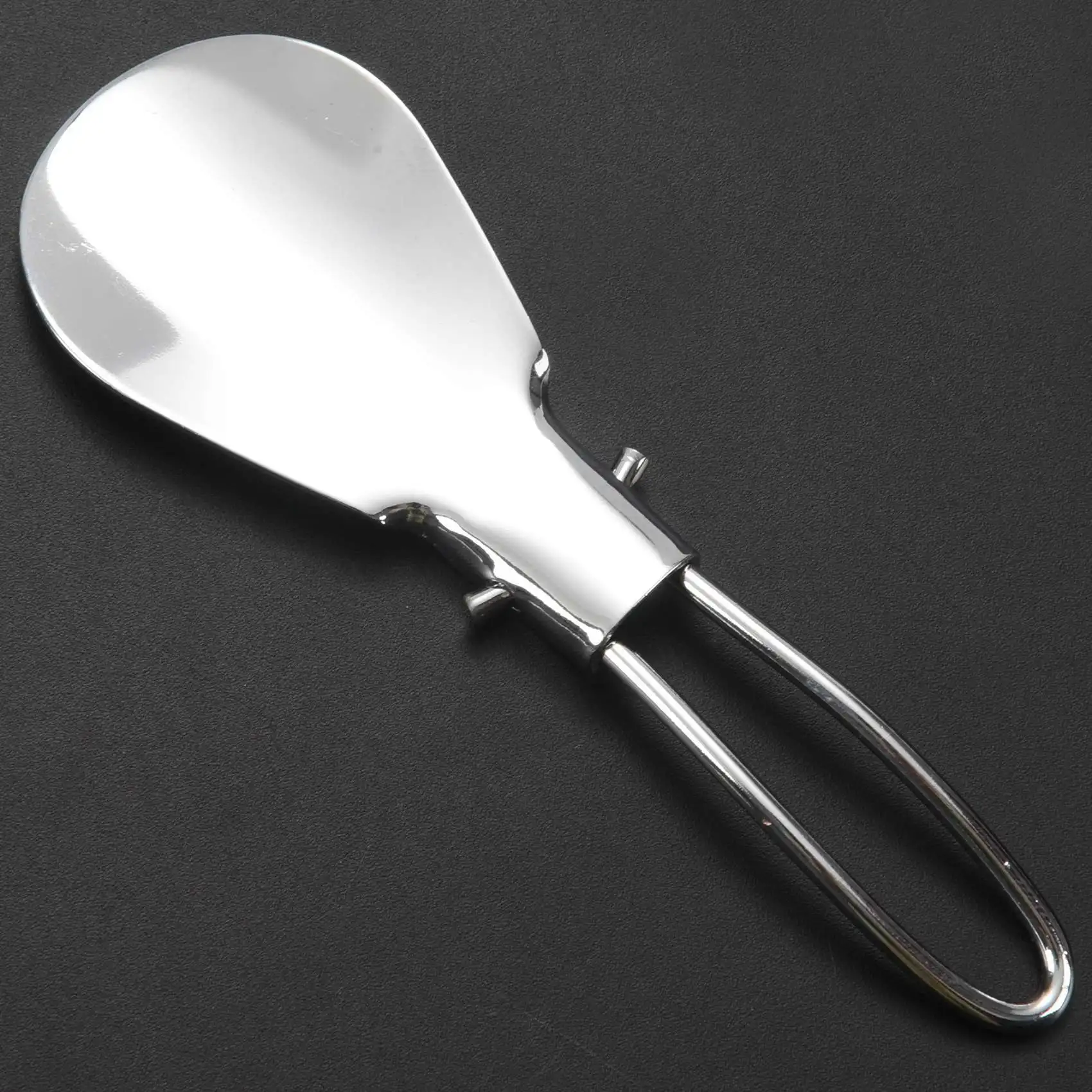 AS96-2Pcs 12X3,8 Cm profesional plegable de acero inoxidable zapato cuerno largo cuchara