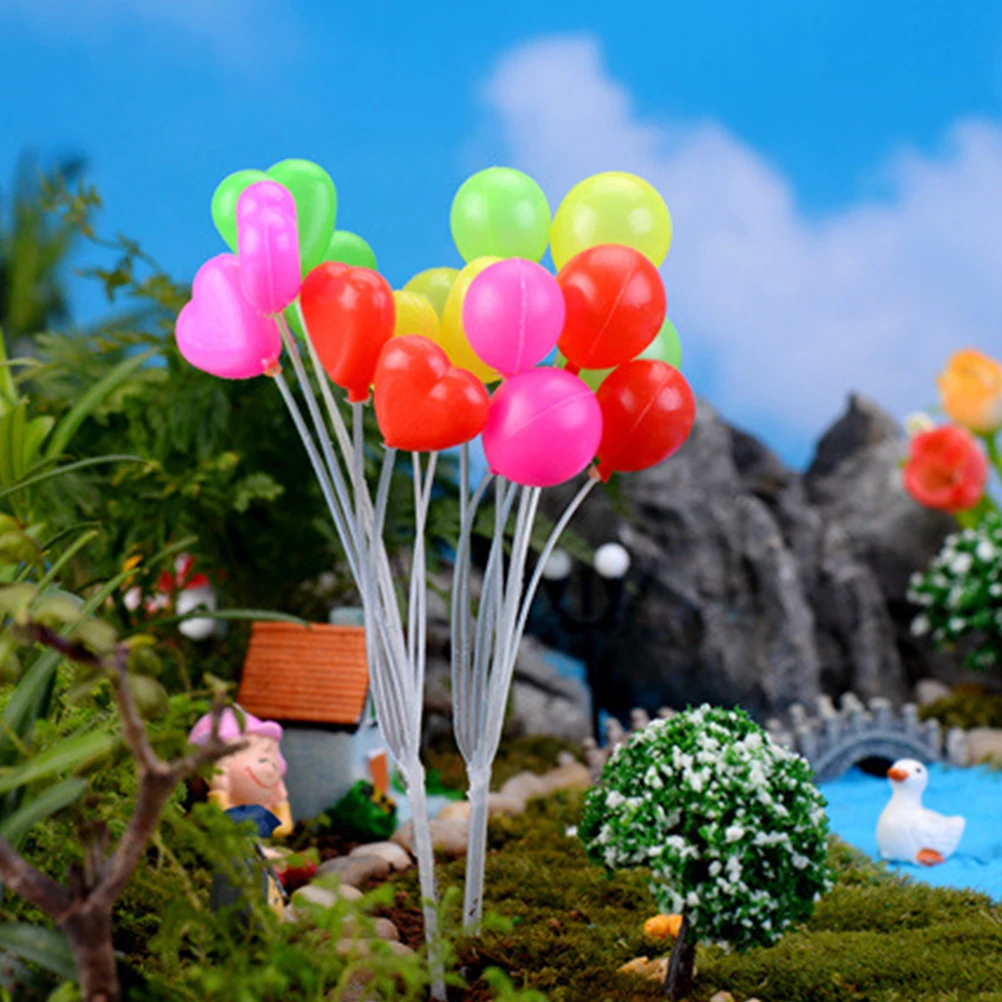 

Plastic Craft for Garden Bonsai Decoration Mini Gardening DIY Props Heart Shaped Balloons Realistic Shape Fairy World Container