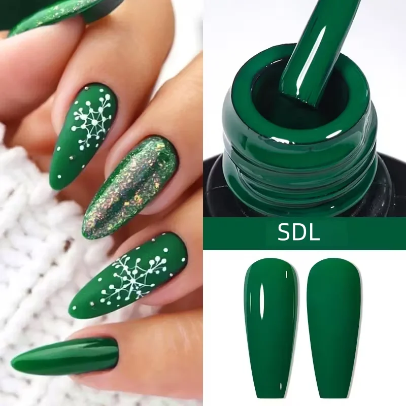 Set di smalti gel natalizi a 6 colori, tono champagne verde, rosso, glitter argento, perfetto per le vacanze autunnali di Capodanno