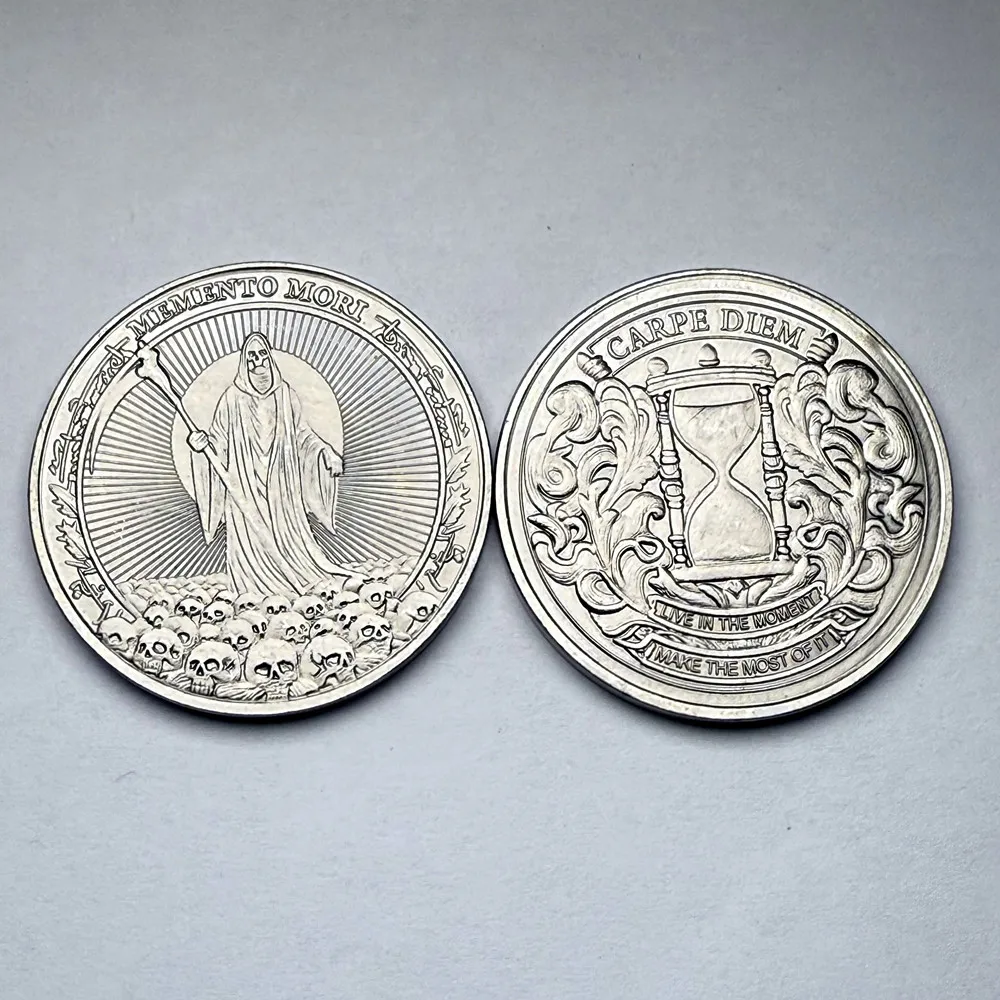 تذكار موري كاربي ديم تصميم جمجمة الساعة الرملية، هدية تحفيزية للقوة والشجاعة وفلسفة الحياة