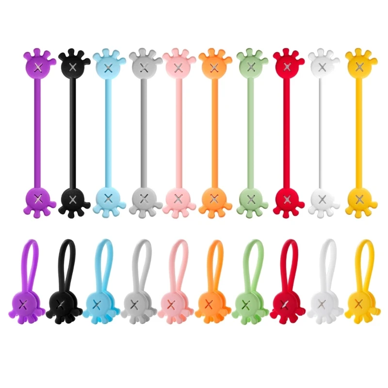 10Pcs Magnetic Cable Ties Cable Organizers Reusable Silicone Magnetic Twist Ties Cord Cable Clips for Home and Office