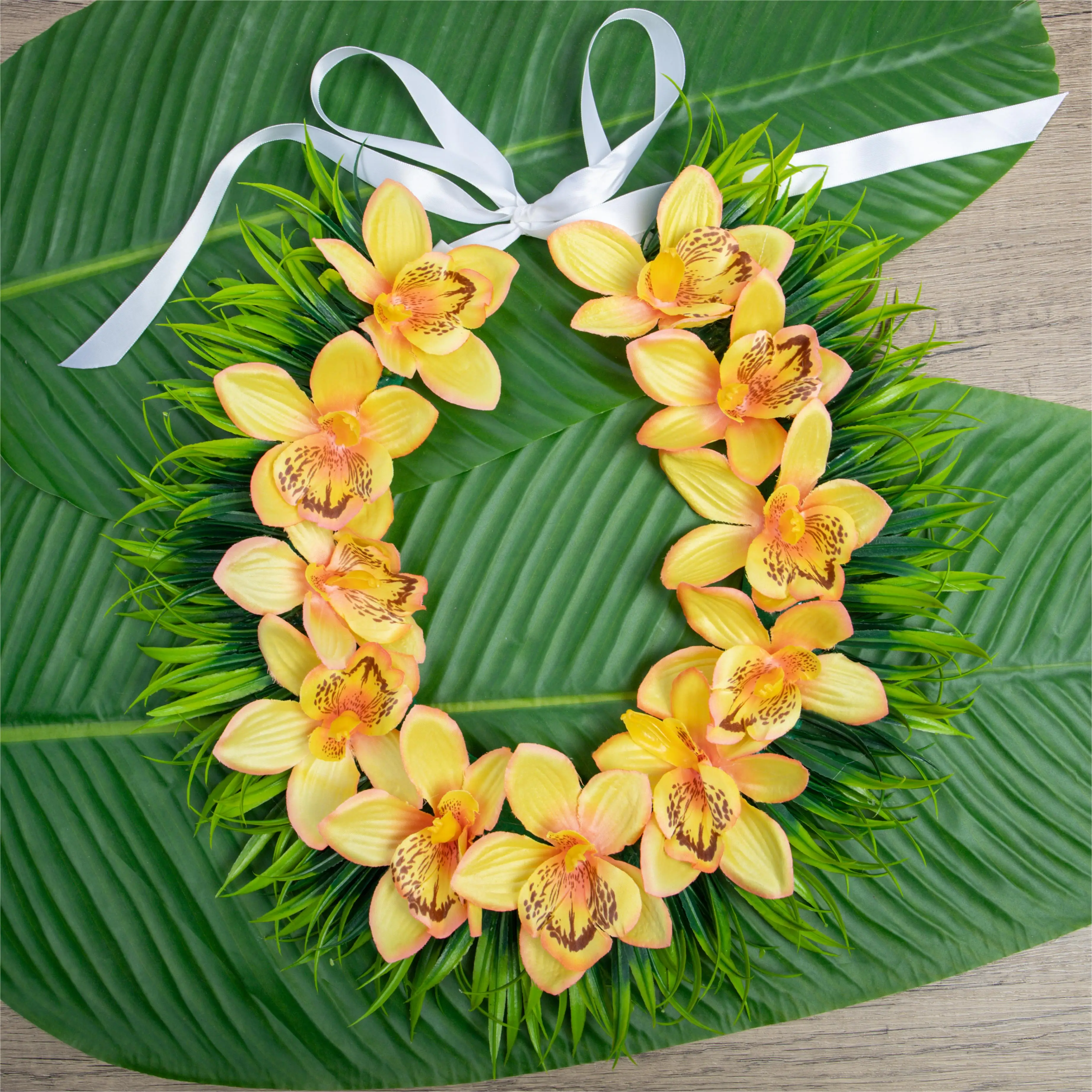 Nova tonga orquídea primavera grama comprimento ajustável lei festival celebração colar 2026 graduação pergaminho grinalda artesanal