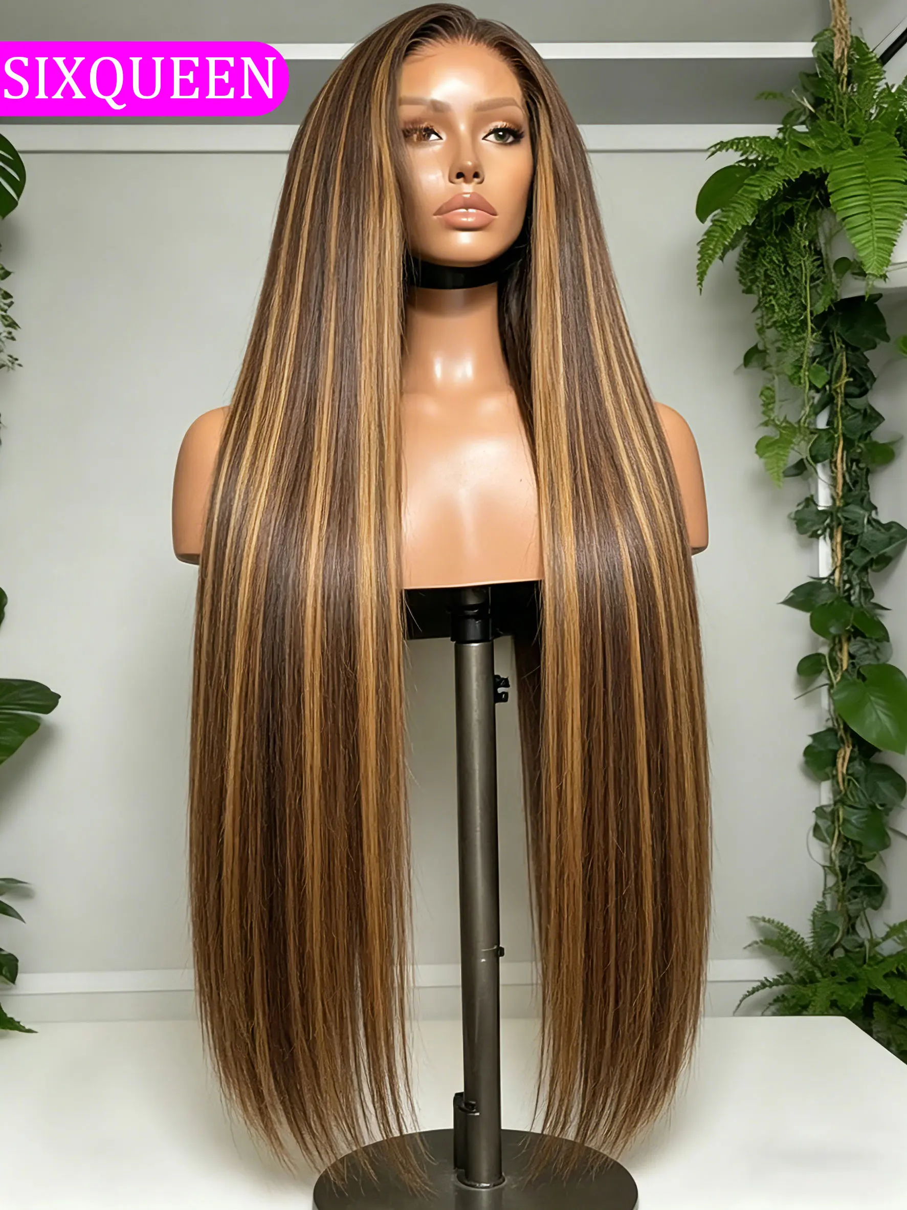 Bone Straight Human Hair 13x6 HD Lace Wig 230% #427 Highlight Human Hair Wig Straight Wigs Pre Plucked With Ear To Ear Baby Hair