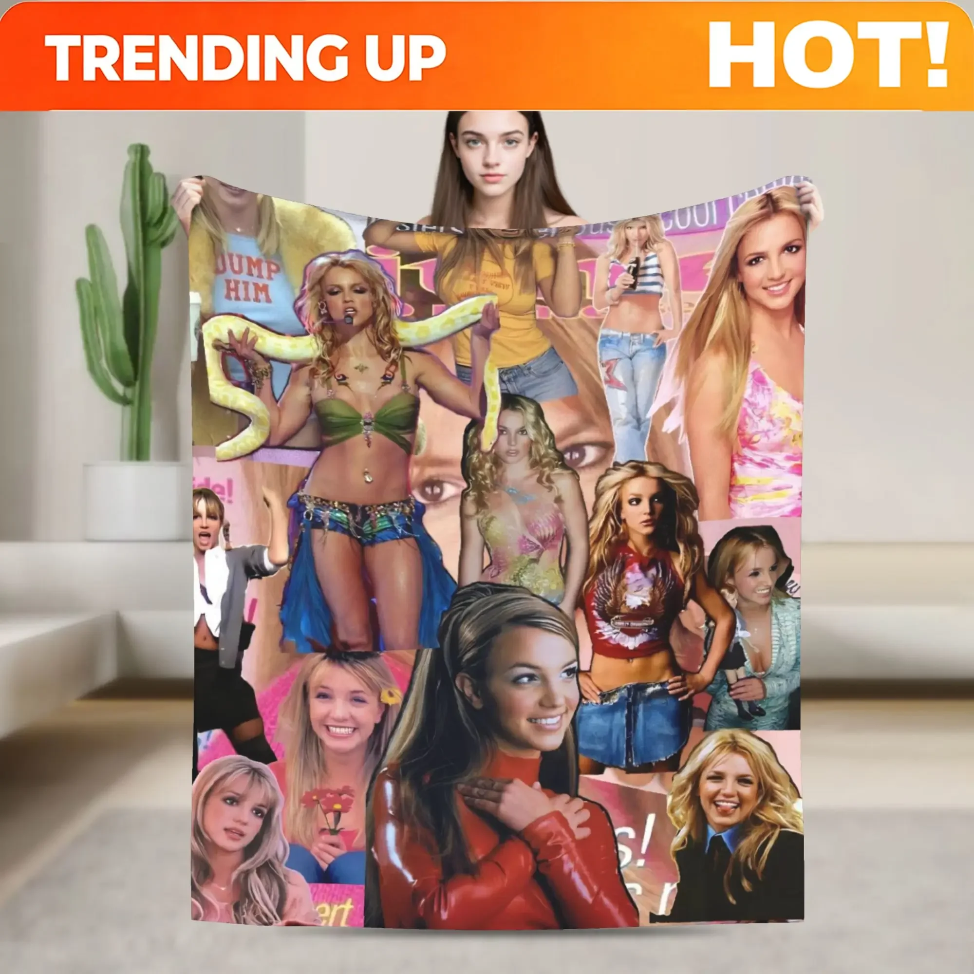 Custom Britneys Spears Blankets Super Warm Novelty Plush Throw Blanket For Couch Bed Travel Flannel Bedspread Bed Cover