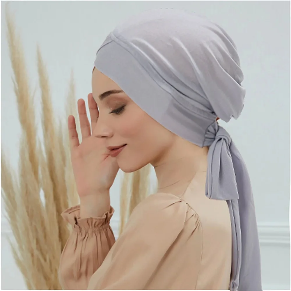 Single Cross Long Tail Cap for Women Hide Hair Women's Pullover Hat Hijab with Baseball Cap Inner Hijab Islamic Clothing New