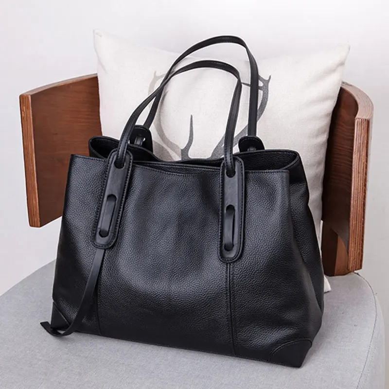 حقيبة يد جلدية أصلية فاخرة مصممة حقيبة كتف نسائية سعة كبيرة حقائب نسائية عالية الجودة حقيبة يد نسائية من جلد البقر الناعم #1