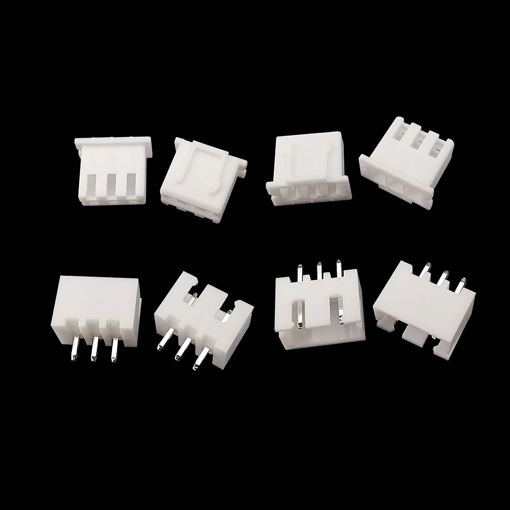 Conector plástico de Shell com tomada masculina e soquete fêmea, terminais brancos da caixa do alojamento, JST XH, passo de 2.54mm, 2P, 3 Pin, 4