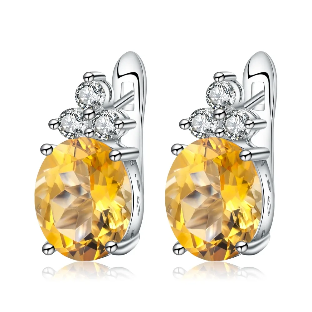 GEM'S BALLET Gemstone 5.21Ct Natural Citrine Stud Earrings Pure Solid Genuine 925 Sterling Silver Brand Women Fine Jewelry Gift