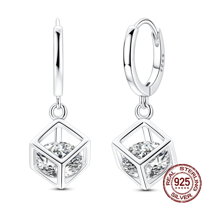 

Серьги-кольца из стерлингового серебра 925 пробы с кубическим цирконием, минималистичные, геометрические, модные украшения, подарок для женщин