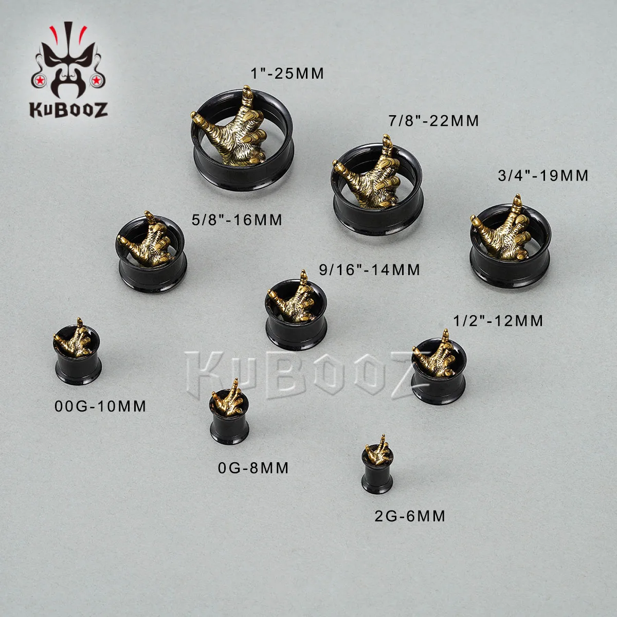 KUBOOZ 2 Stück 3D-Klauen-Ohrstrecken aus schwarzem Edelstahl, hohle Ohr-Tunnel-Expander im Gothic-Punk-Stil, Piercing-Plugs – Detail 2