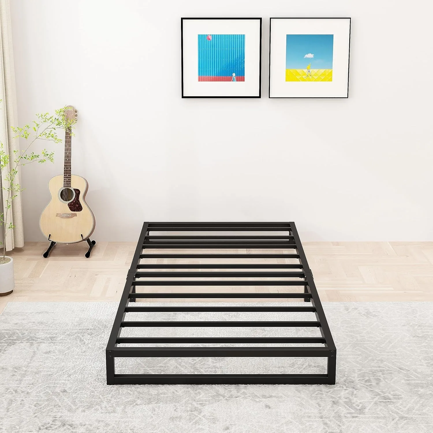 

6 Inch Twin Size Bed Frames Heavy Duty Metal Twin Platform Bed Frame No Box Spring Needed, Noise Free, Easy Assembly, Black