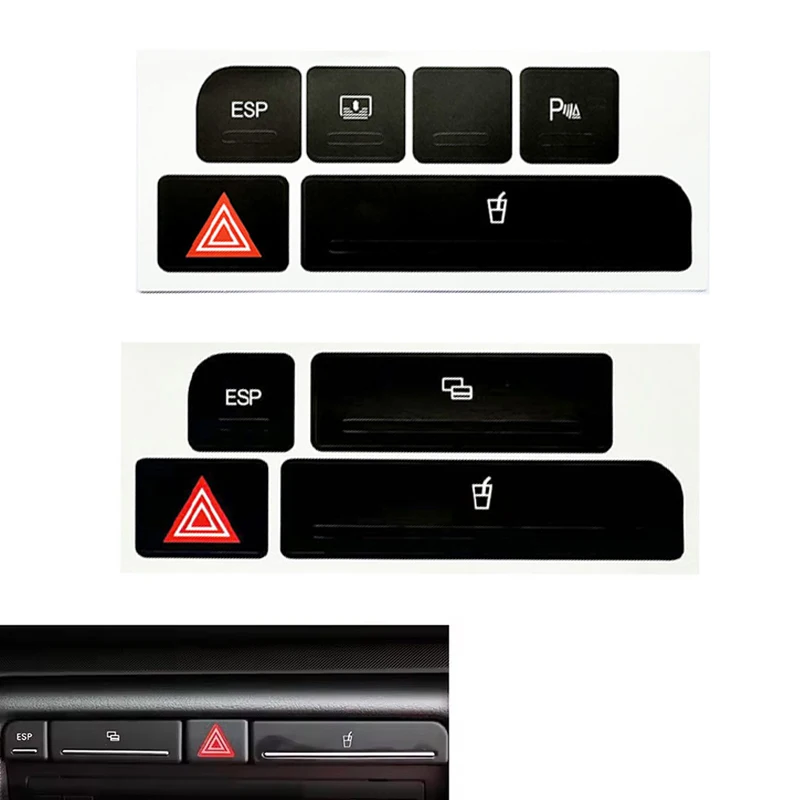 Car Flash Switch Button Cover Holder Stickers Repair Button Knob Switch Interior Decor for Audi A4 04-06 ESP Cup Emergency Decal