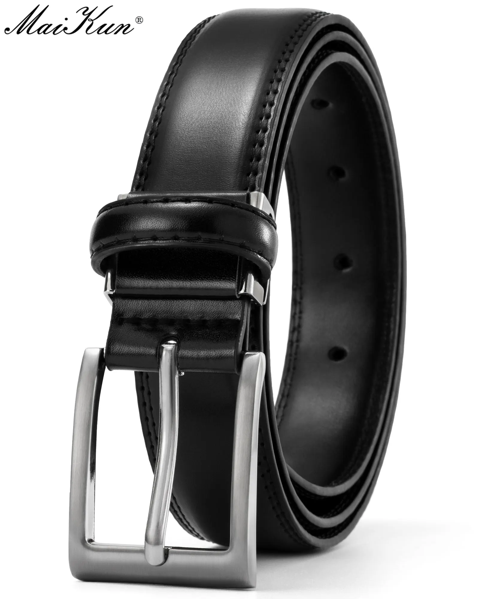 

Maikun Mens Black Belt Casual Dress Belt with Adjustable Alloy Buckle for Jeans Office
