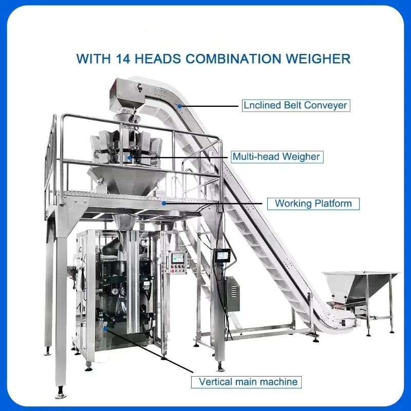 Automatic Weighing Pistachio Walnut Nuts Grain Almond Peanuts Cashew Packaging Machine