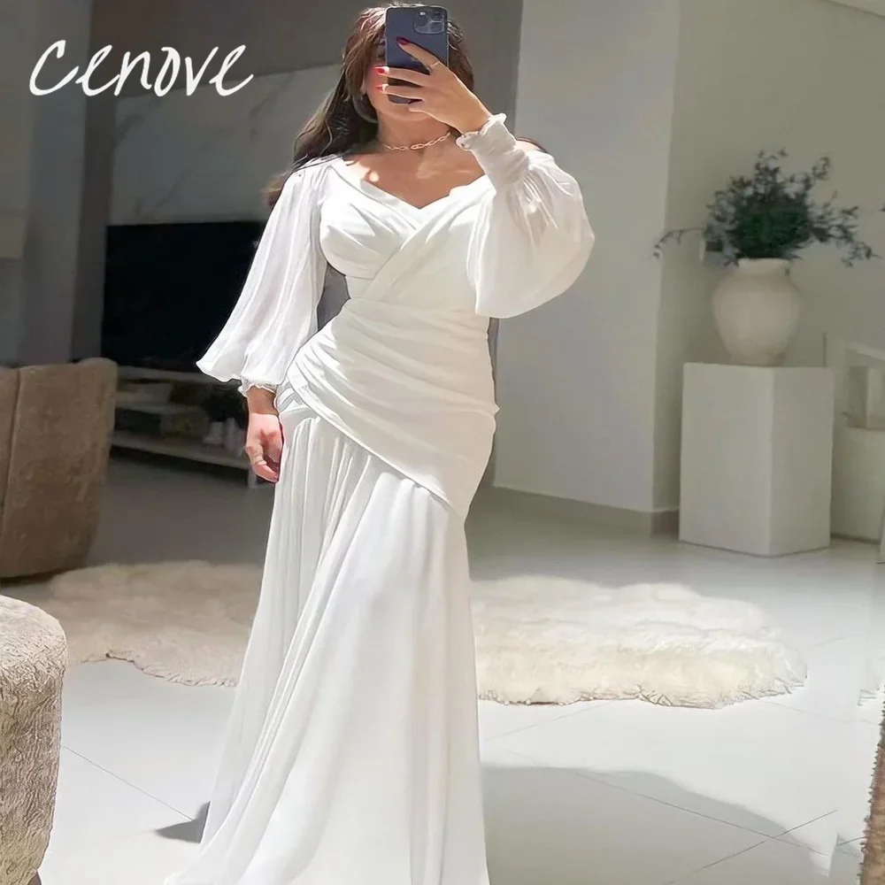 Cenove Long Sleeves Mermaid Abrabic Evening Gown Formal Princess Sweetheart Prom lovry New Party Dresses for Women Party 2023