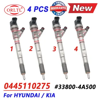 4PCS 0445110275 New Injector 33800-4A500 Diesel Nozzle 0 445 110 275 For Hyundai H1 Kia Sorento 338004A500 0986435180