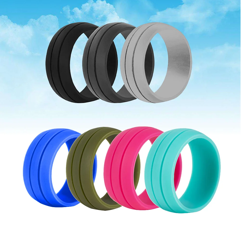 

7Pcs Light Silica Gel Rings Set 7 Colors Unique Design Women Finger Rings for Birthday Anniversary Graduation Christmas Gifts