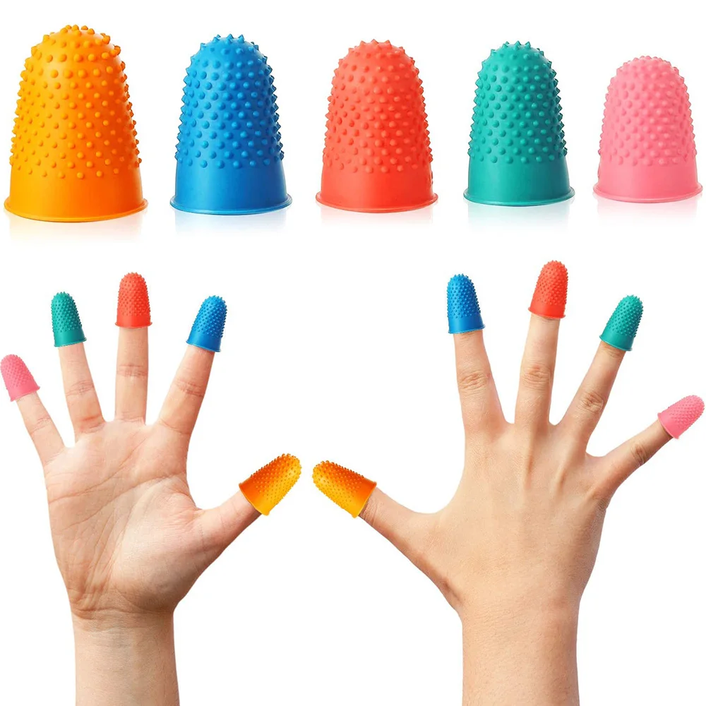 16Pcs Rubber Finger Tips Silicone Finger Cover Pads for Quilting Embroidery Knitting Finger Protectors Sewing Thimble Supplies