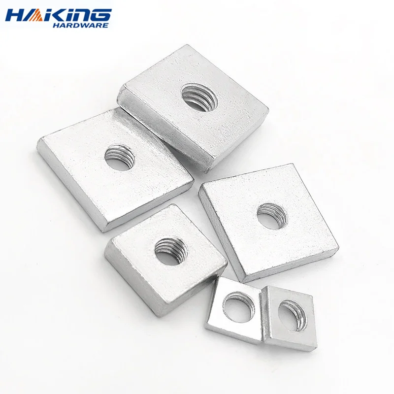 10/ 50pcs Square Nut M3 M4 M5 M6 M8 Zinc-Plated Carbon Steel Thin Rectangular Nuts Slider Block for Aluminum Profile Accessory