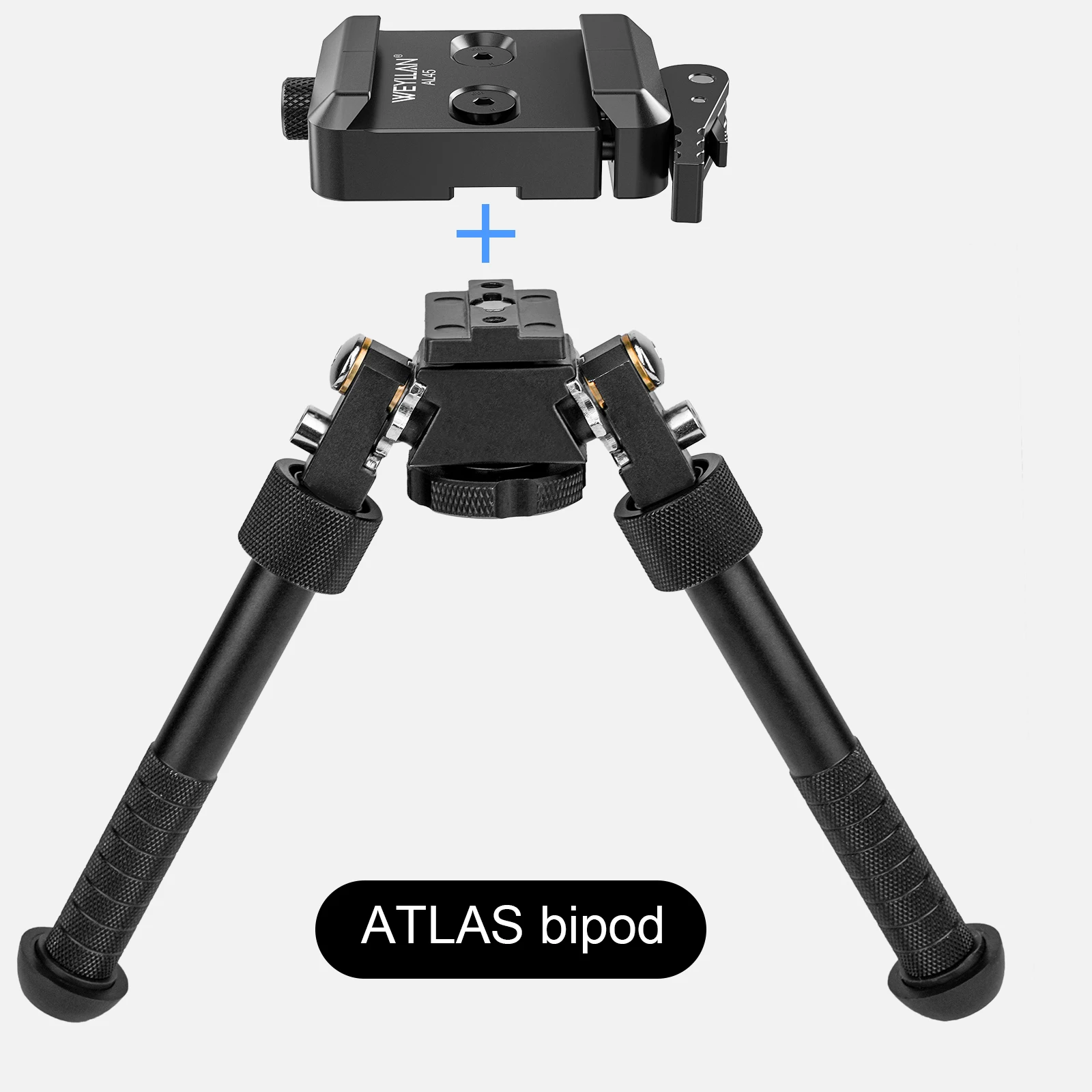Adapter bipodu WEYLLAN AL45 Arca Swiss z dźwignią do bipodów Harris & Atlas, zacisk na szynę Mlok, zacisk Arca-Swiss do głowicy statywu. — zdjęcie produktu 3
