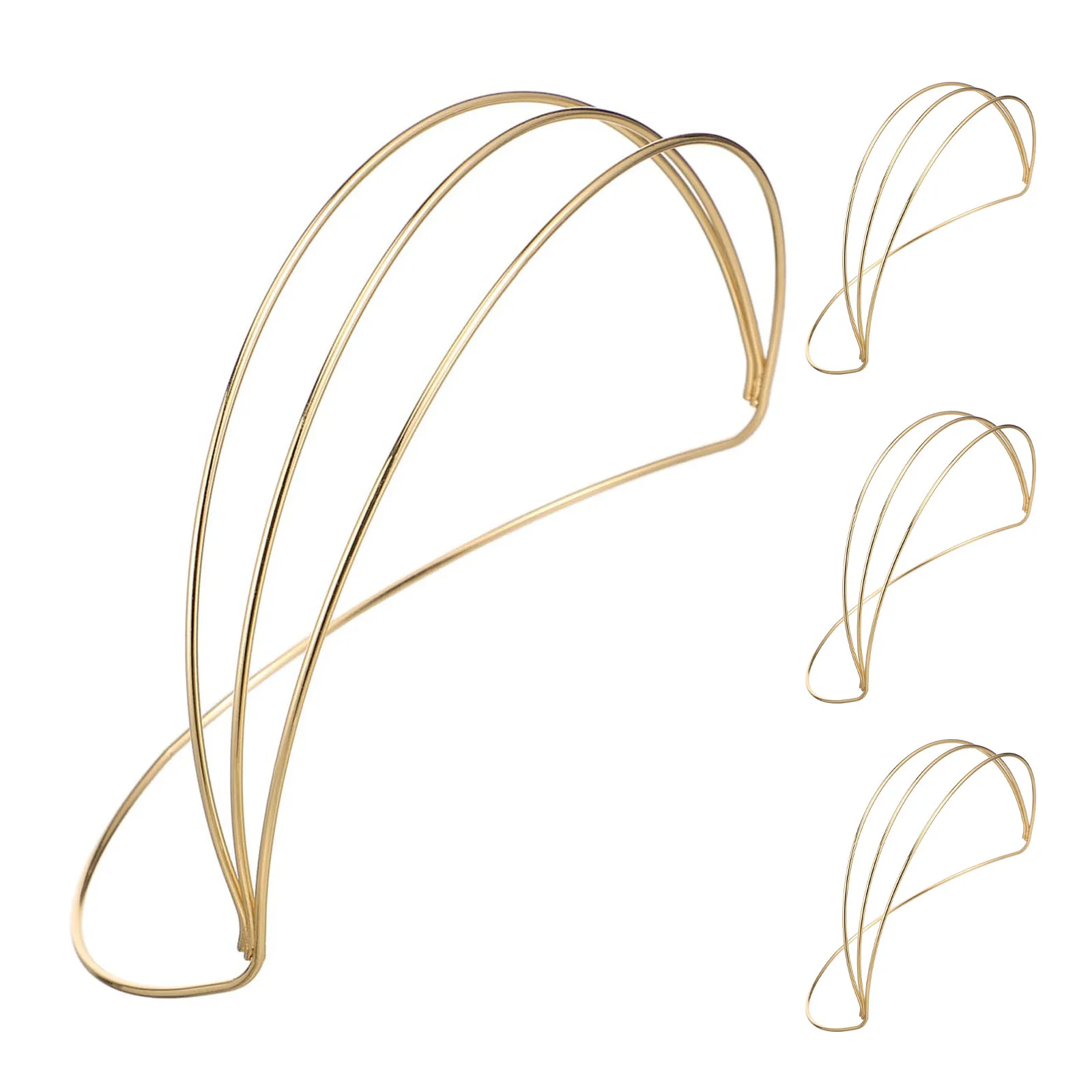 4Pcs 4-Tier Metal Headband Crown Base for Hanfu Bridal Cosplay Headdress DIY Tiara Frame Ancient Chinese Headpiece Craft