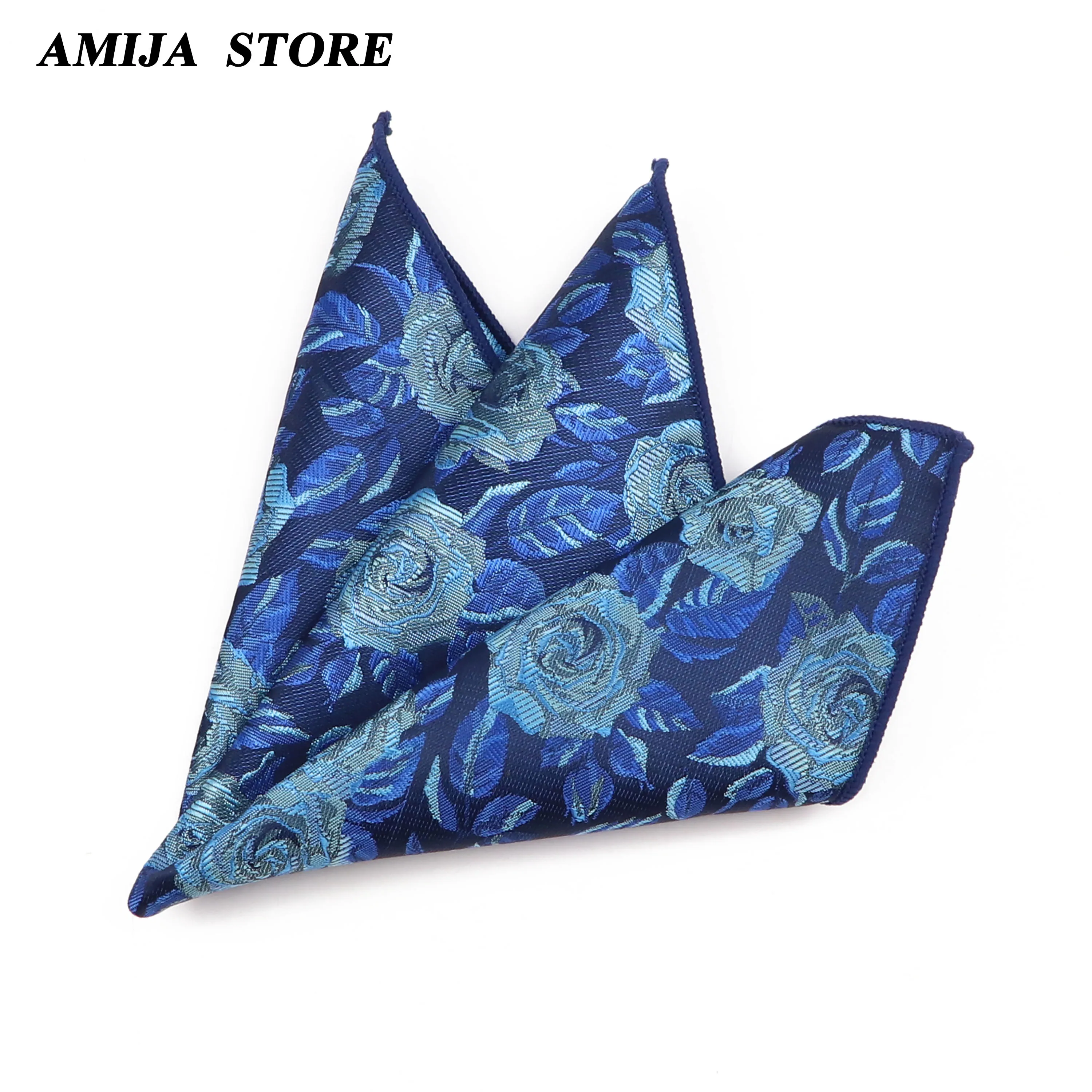 Hot Floral Handkerchief Rose Print Pocket Square For Women Men Wedding Party Hankie Daily Suit Gift Tuxedo Office Tie Accessorie