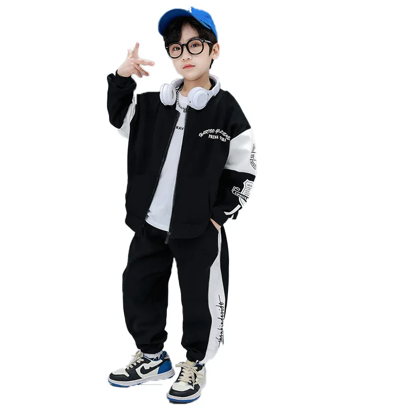 Spring Fall Boy Baseball Uniform Sets Kids Jacket Coat + Pants 2pcs Suit Hip Hop Children\'s Clothing Sports Tracksuits 4-14Year