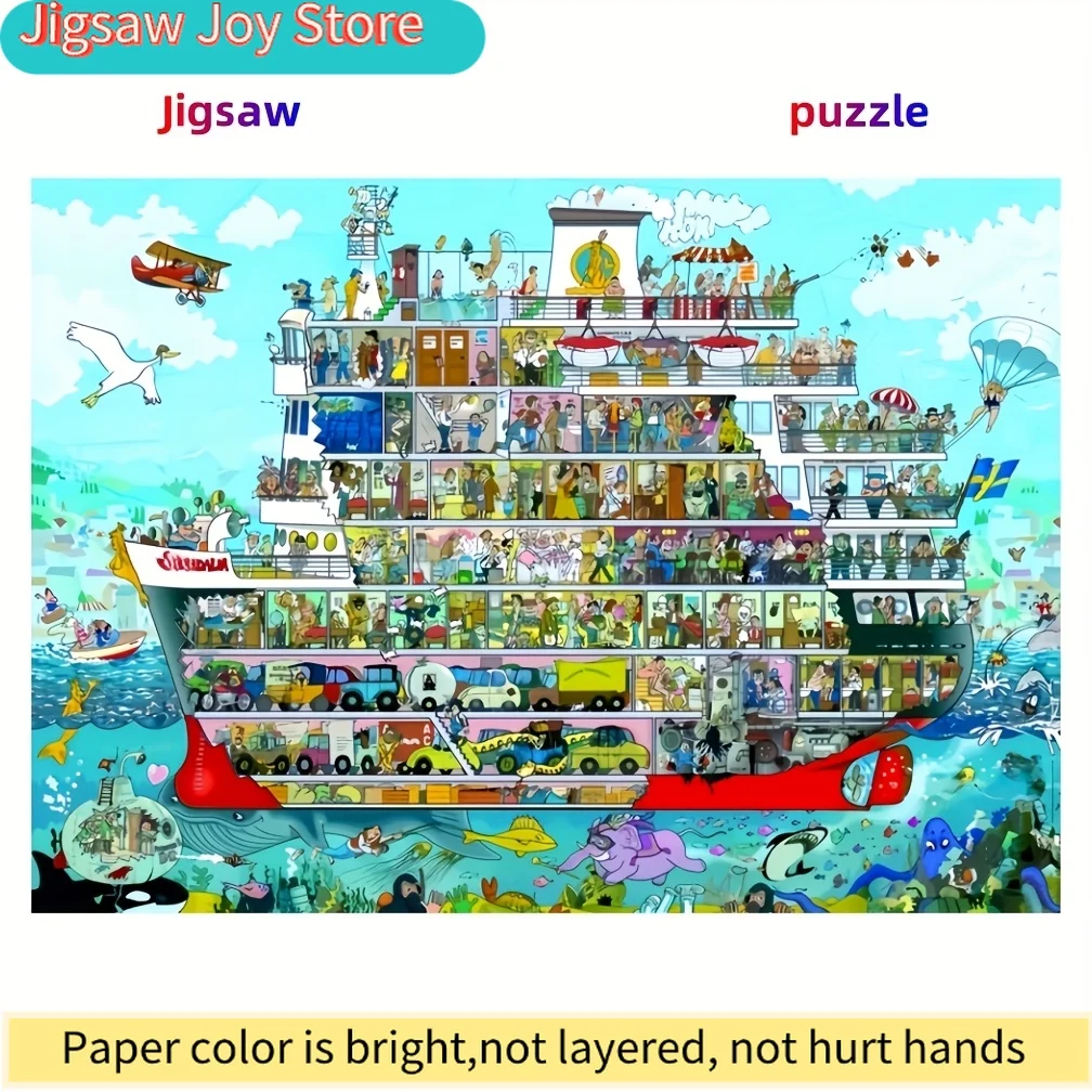 DIY Luxury Cruise Ship Jigsaw Puzzle for Adults & Beginners - Vibrant Colorful Artwork with Detailed Interior & Exterior Scene