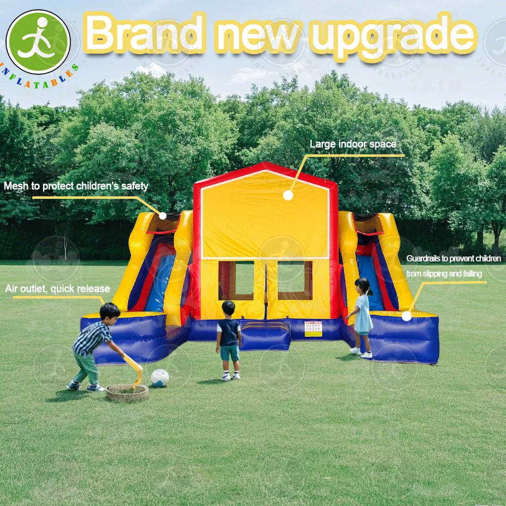 

In stock! Combination of super large inflatable bounce slide combination inflatable bounce castle slide with blower children