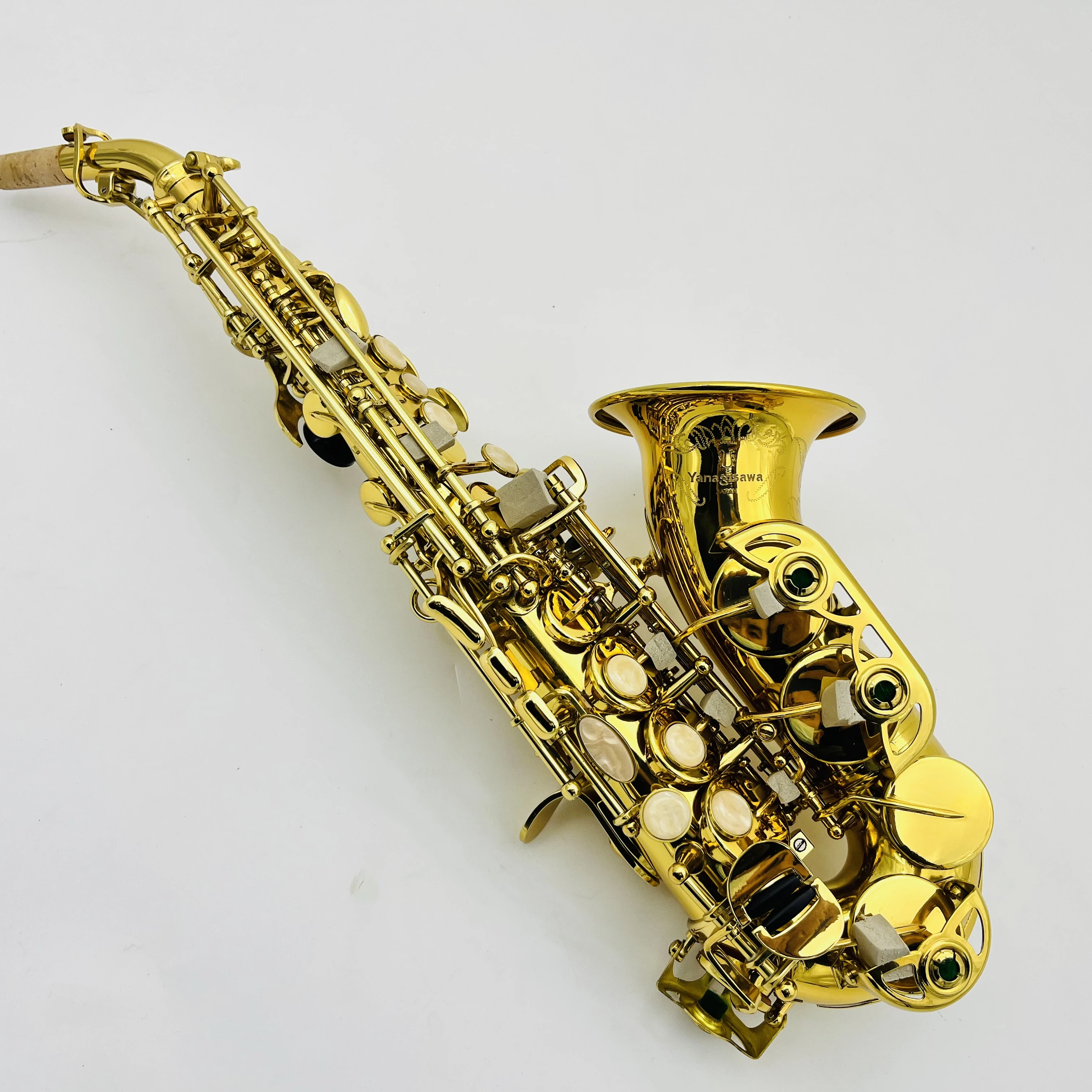 Real Pictures W010 Curved Soprano Saxophone B Flat Brass Plated Professional Woodwind With Case Accessories