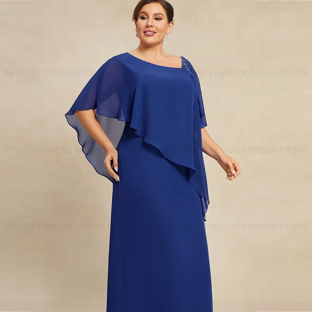 

A-line Floor-Length Chiffon Wedding Party Dress Beading Sequins Robes Invitée Mariage Plus Size Mother of the Bride Dresses 2024