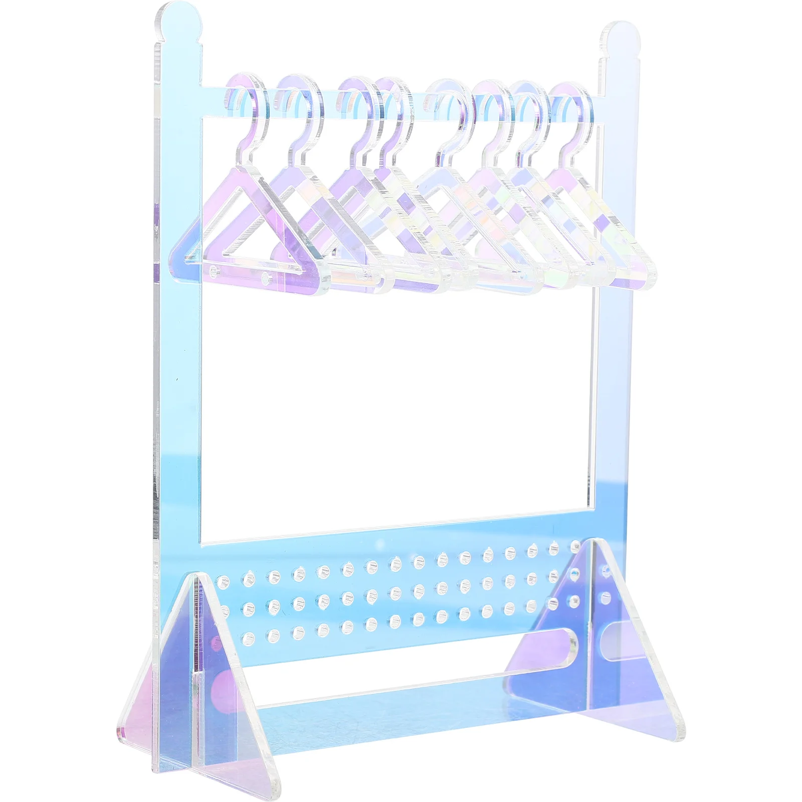 

Earring Shelf Acrylic Stand with Mini Hangers Jewelry Small Organizer Earrings Holder Rack Display