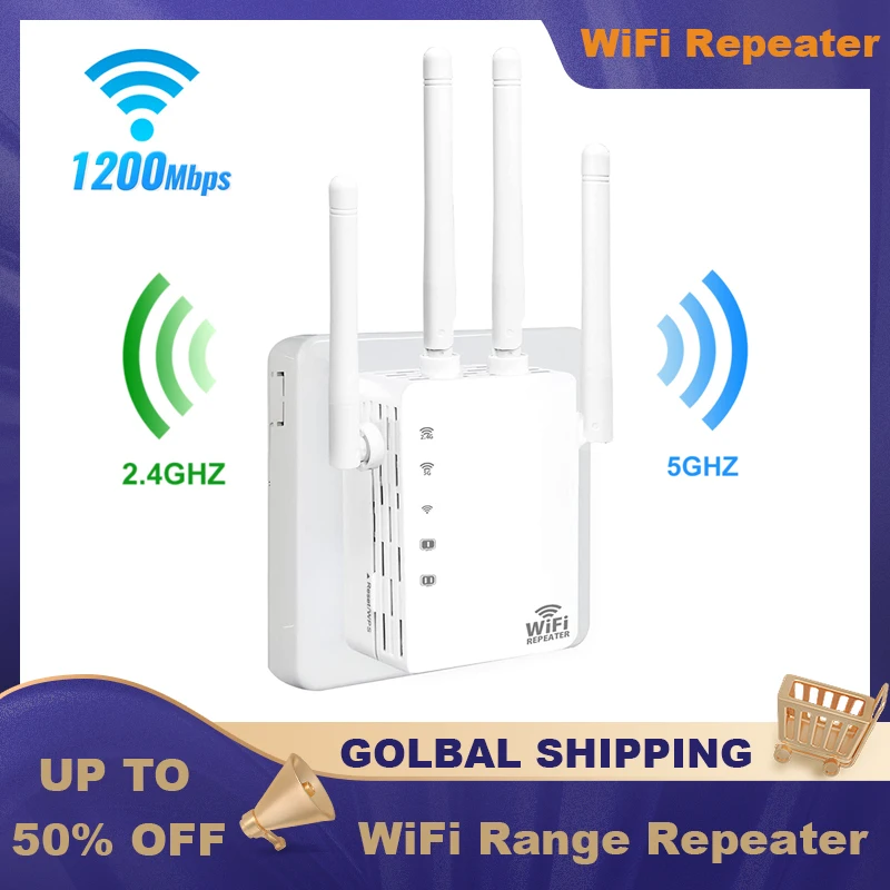 2023 Wifi Repeater Dual Band 2.4Ghz 5Ghz Wifi Extender 1200Mbps Netwerk Wi-fi Booster Versterker Signaal Voor home Office