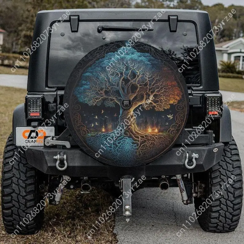 

Norse Tree of Life Various Models Spare Tire Cover Sand Dust Prevention Protect Wind Rain Tire Cover Sturdy Durable Tire Covers