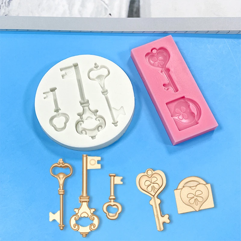 Home key lock button decoration silicone mold European love lock magic key creative decoration DIY chocolate candy mold