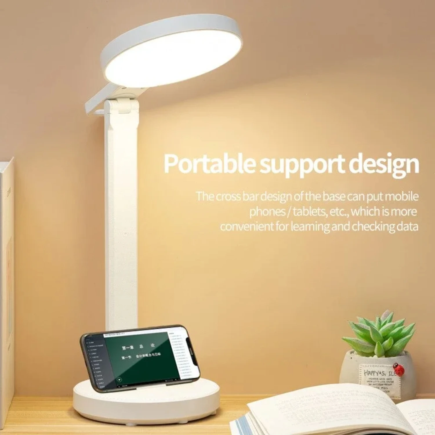 New Stylish, portable, functional folding LED desk lamp with rechargeable battery - Convenient integrated pencil holder for eye 