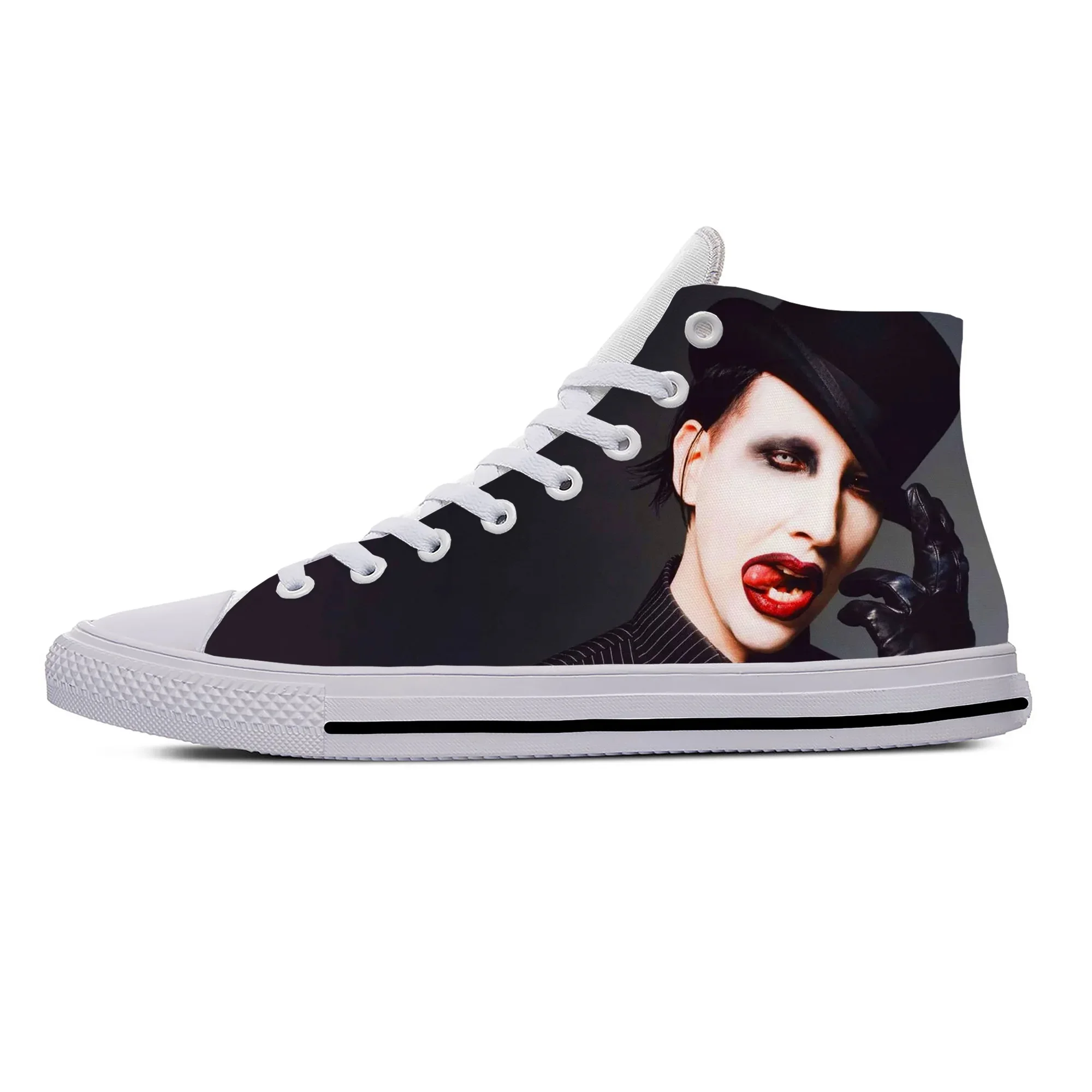 

Rock Band Music Singer Marilyn Manson Cool Funny Casual Cloth Shoes High Top Lightweight Breathable 3D Print Men Women Sneakers