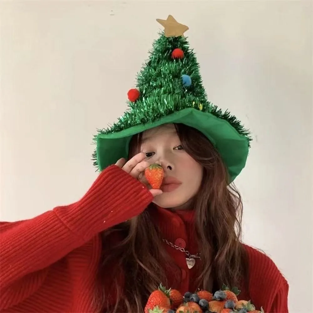

Cute Home For Adult Star Gift Ball Non-woven Rain Silk Xmas Ornaments Christmas Hat Christmas Tree Hat Christmas Decor