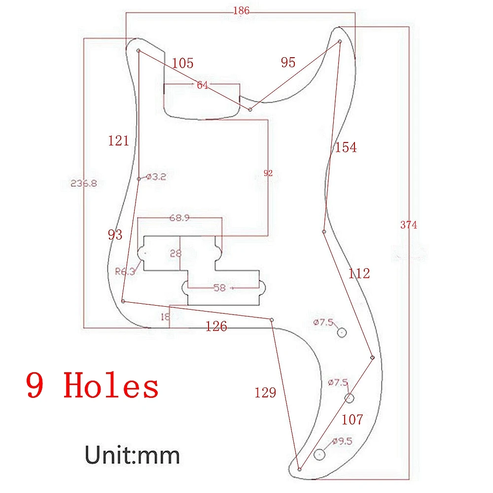E-Gitarren-Schlagbrett aus 3-lagigem PVC, Schlagbrett für PB-Bassgitarre, 13 Löcher mit Schrauben – Detail 14