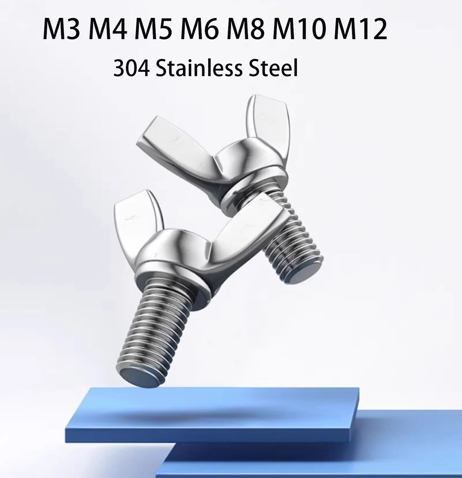 1-5Pcs Butterfly Screw 304 Stainless Steel Wing Bolt M3 M4 M5 M6 M8 M10 M12 Wing Hand Thumb Screws Sheep Horn Bolt Length 6-60mm