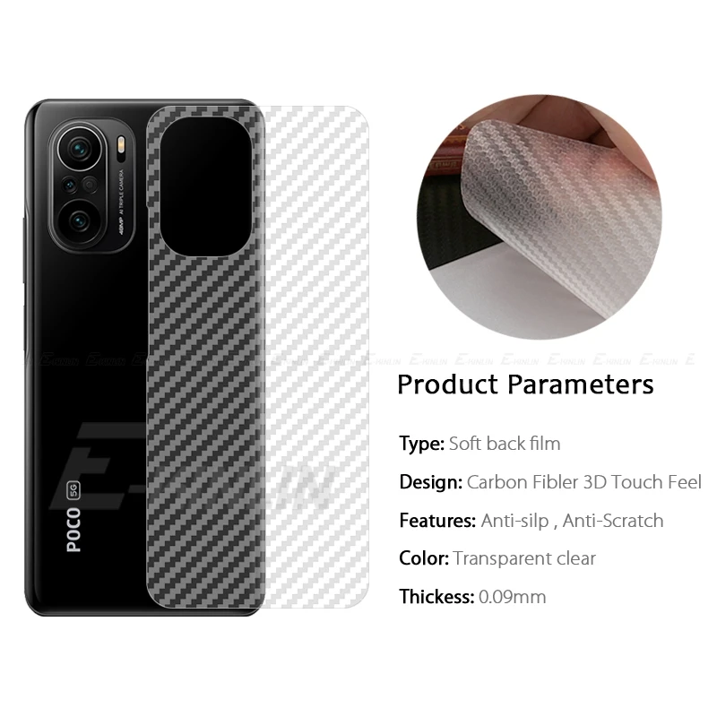 Soft 3D Carbon Fiber Back Cover Film For XiaoMi POCO F5 M6 M5 M5s X5 X4 M4 F3 F4 X3 GT M3 M2 F2 Pro F1 X2 Rear Screen Protector