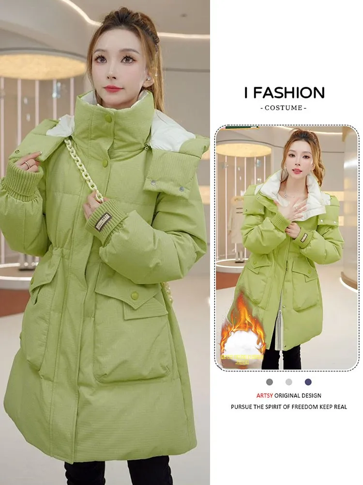 

Теплая женская куртка свободного кроя с утеплением, осенне-зимняя, новая модель, в корейском стиле, с длинными рукавами, на молнии, для повседневной носки