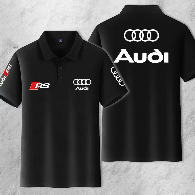 2025 New Release Audi RS Performance Car Modification Short Sleeve Polo Shirt Turned Collar Half Sleeve T-Shirt Men's Workwear