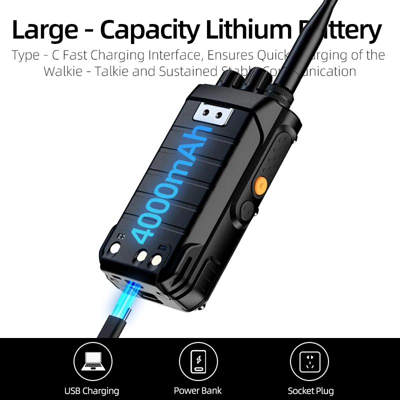 HF123D UHF VHF Dual Band HAM Radio AM FM NOAA CW SSB HF Shortwave  10W APP Connected 3500-4000mAh Battery view 5