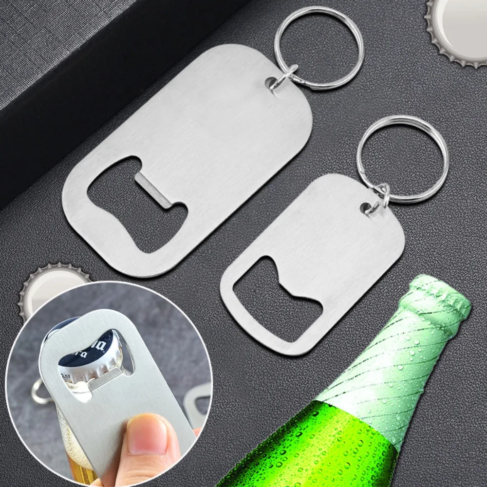 Stainless Steel Beer Bottle Opener with Key Ring Portable Keychain Bottle Opener Multi-purpose Key Chain Pendant Beverage Opener