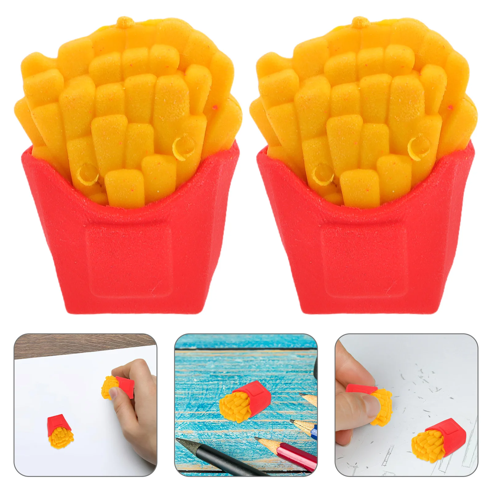 

30Pcs French Fries Erasers Cute Mini Cartoon Chips School Supplies Classroom Rewards Party Favors Stationery School Erasers