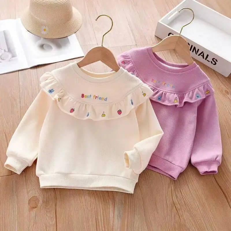

Kids Girls' Sweater Spring and Autumn 2026 New Style Children's Western Style Plush Bottom Shirt Long Sleeve Top Outerwear